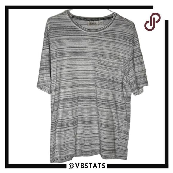Scotch & Soda Men's Amsterdam Striped T Shirt Gray Size Large - Picture 1 of 4